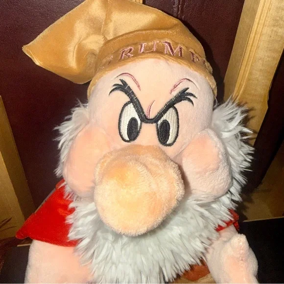 Authentic Disney Store Grumpy Dwarf 16” Plush Toy - Red and Tan - Picture 2 of 5